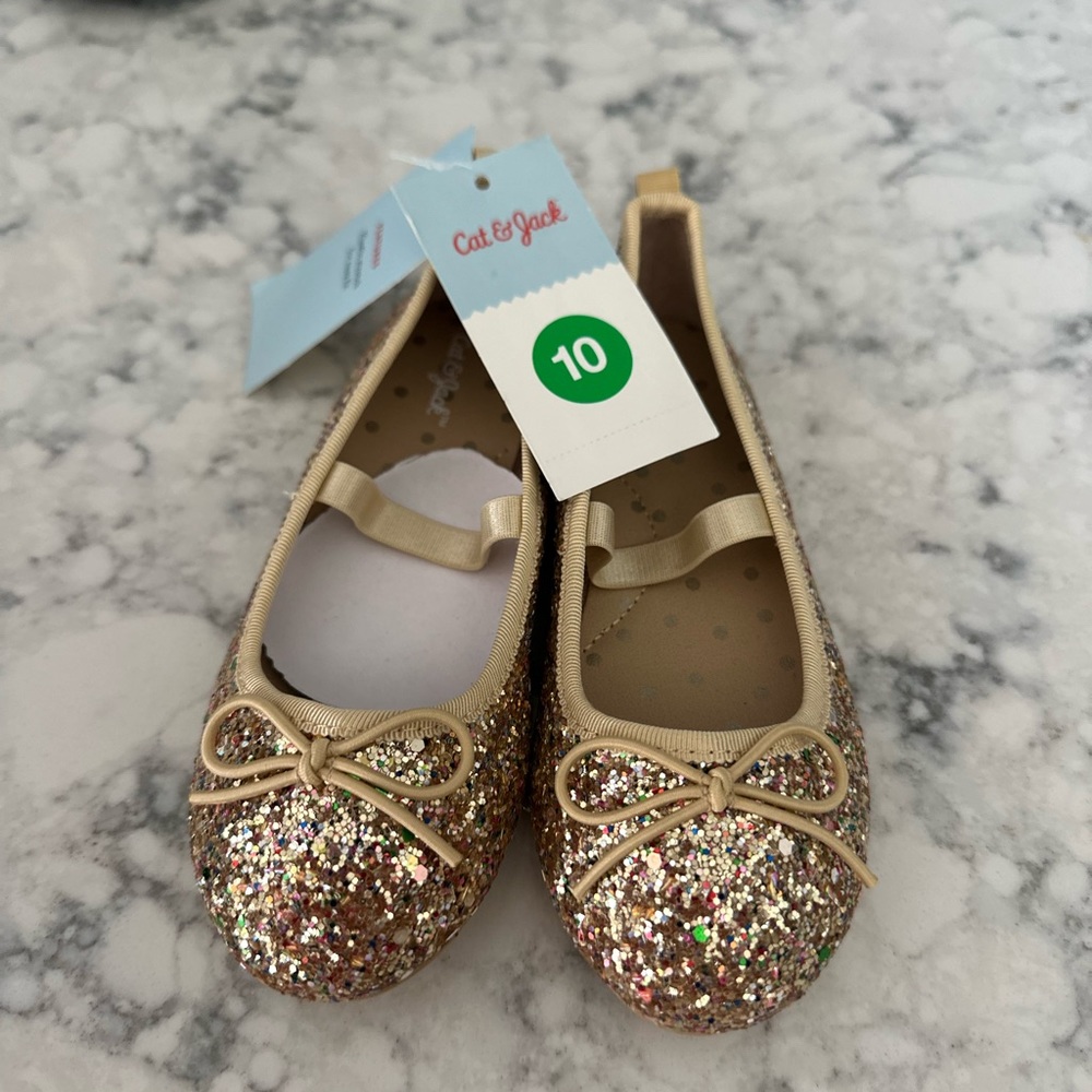 Cat and Jack gold glitter shoes